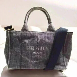 Prada Canapa Denim Tote w/Strap and Authenticity Card